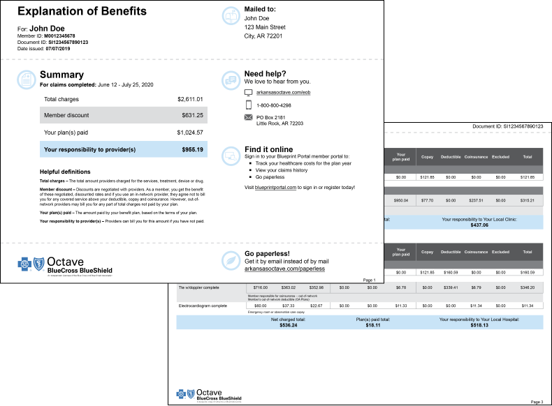 Arkansas Octave Explanation of Benefits Example